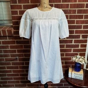 Sanctuary White Jasmine Lace Eyelet Peasant Short Balloon Sleeve Dress 2 NWT